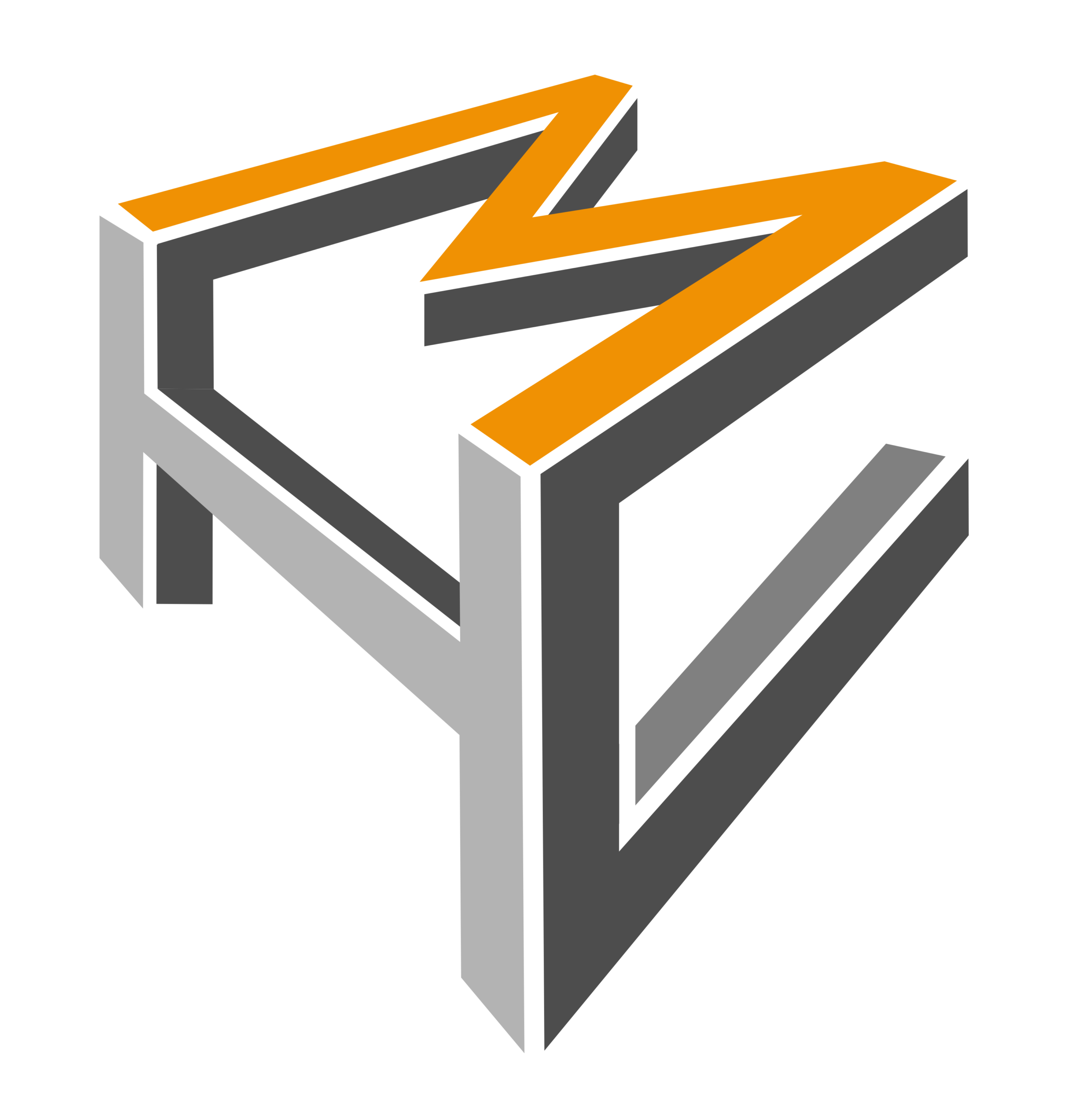 A 3 d image of an orange and grey logo.
