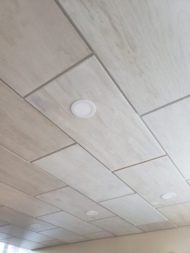 A ceiling with some lights on it